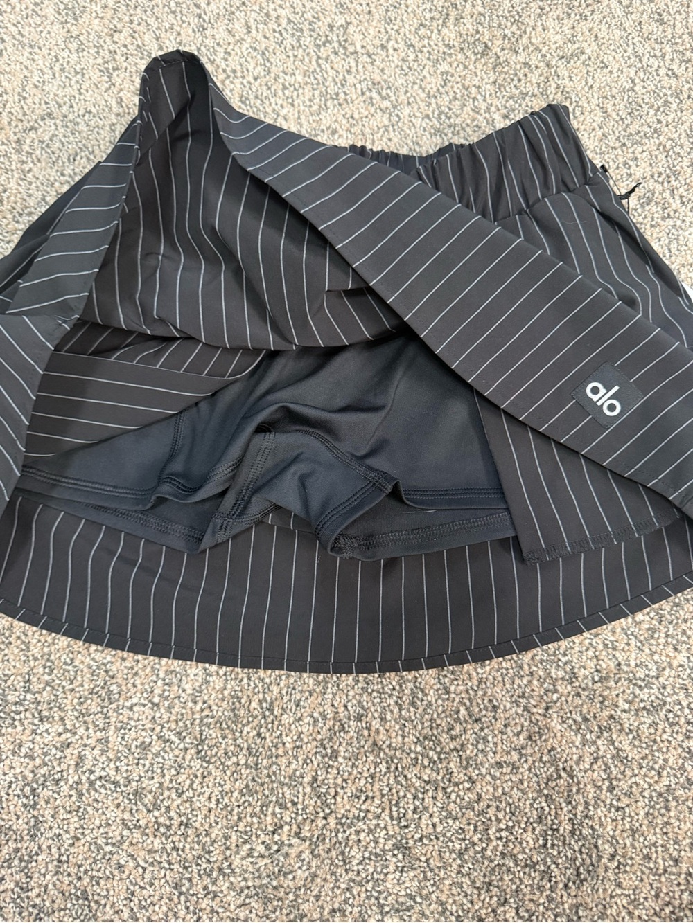 ALO Yoga Black Pinstripe Mini Skirt - Picture 2 of 5